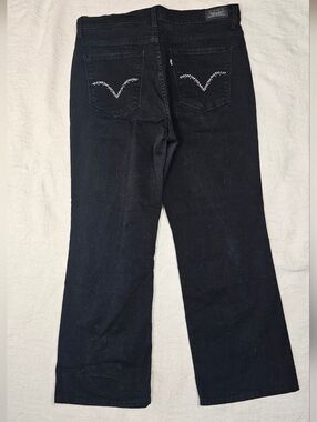 Levi's 512 Perfectly Slimming Bootcut Jeans Women's 14 Black Studded Stretch